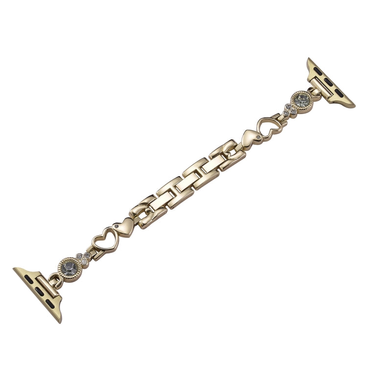 For Apple Watch Series 5 44mm Diamond Hearts Metal Chain Watch Band(Gold) - free shipping - PMC TechLife - Order now!