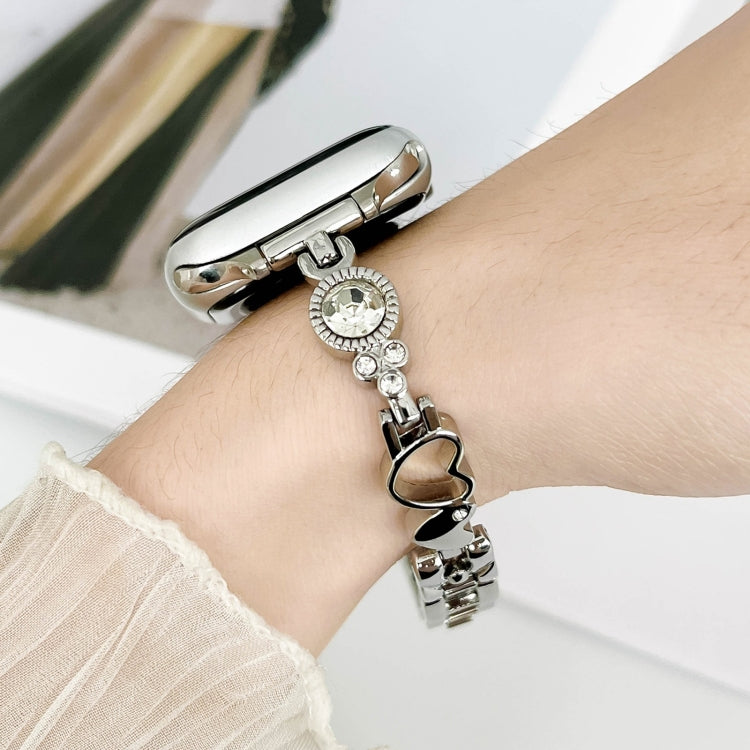 For Apple Watch Series 3 42mm Diamond Hearts Metal Chain Watch Band(Silver) - free shipping - PMC TechLife - Order now!
