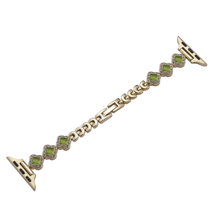 For Apple Watch SE 40mm Diamond Four-leaf Clover Metal Chain Watch Band(Gold) - free shipping - PMC TechLife - Order now!