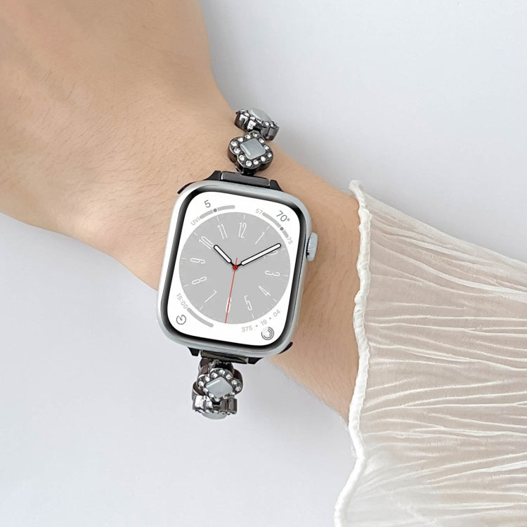 For Apple Watch Series 5 44mm Diamond Four-leaf Clover Metal Chain Watch Band(Silver) - free shipping - PMC TechLife - Order now!