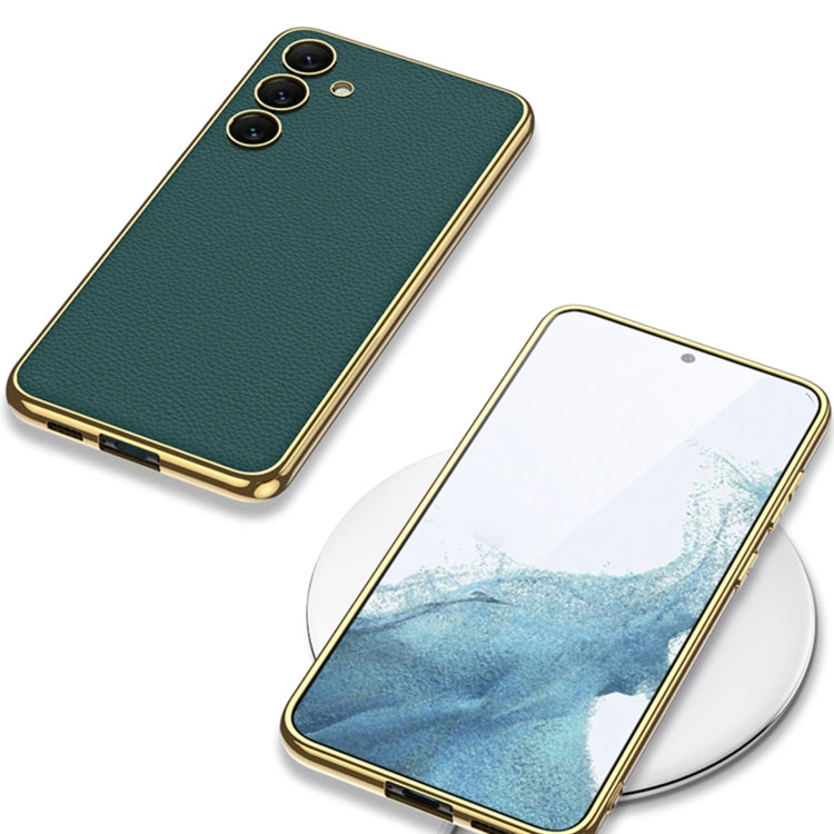 For Samsung Galaxy S24+ 5G GKK Plating TPU + Leather Full Coverage Phone Case(Carbon Fiber) - free shipping - PMC TechLife - Order now!