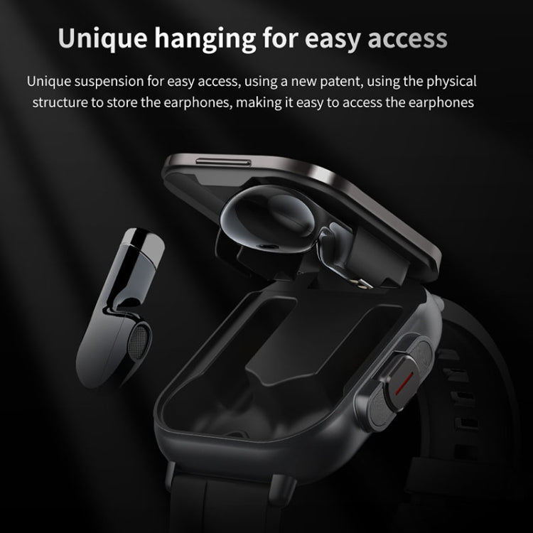 D8 2.01 inch 2 in 1 Bluetooth Earphone Silicone Band Smart Watch, Support Health Monitoring / NFC(Black) - free shipping - PMC TechLife - Order now!