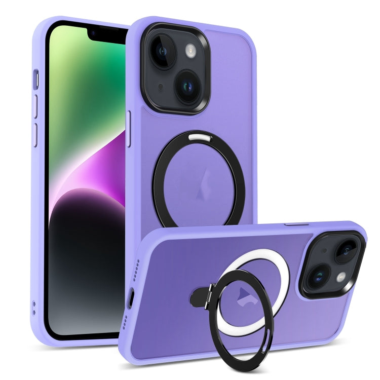 For iPhone 14 Skin-feel MagSafe Holder PC Hybrid TPU Phone Case(Purple) - iPhone 14 Cases by PMC TechLife | Online Shopping South Africa | PMC TechLife | Buy Now Pay Later Mobicred