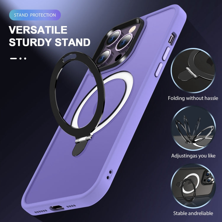 For iPhone 14 Skin-feel MagSafe Holder PC Hybrid TPU Phone Case(Purple) - iPhone 14 Cases by PMC TechLife | Online Shopping South Africa | PMC TechLife | Buy Now Pay Later Mobicred
