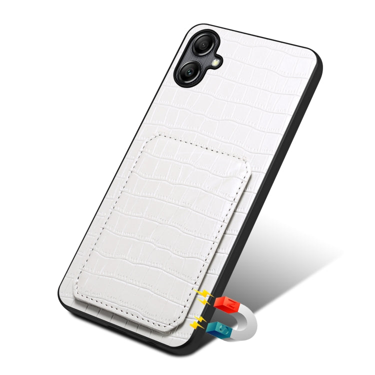 For Samsung Galaxy A51 5G Denior Imitation Crocodile Leather Back Phone Case with Holder(White) - Galaxy Phone Cases by Denior | Online Shopping South Africa | PMC TechLife | Buy Now Pay Later Mobicred