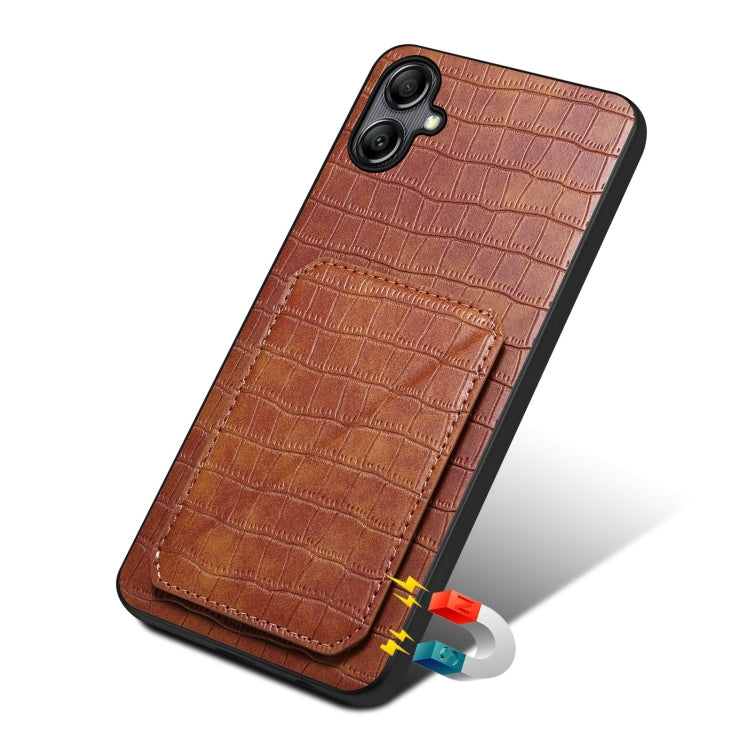 For Samsung Galaxy S23 5G Denior Imitation Crocodile Leather Back Phone Case with Holder(Brown) - free shipping - PMC TechLife - Order now!