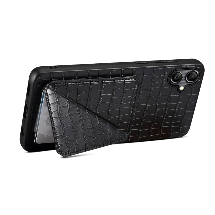 For Samsung Galaxy S23 Ultra 5G Denior Imitation Crocodile Leather Back Phone Case with Holder(Black) - Galaxy S23 Ultra 5G Cases by Denior | Online Shopping South Africa | PMC TechLife | Buy Now Pay Later Mobicred