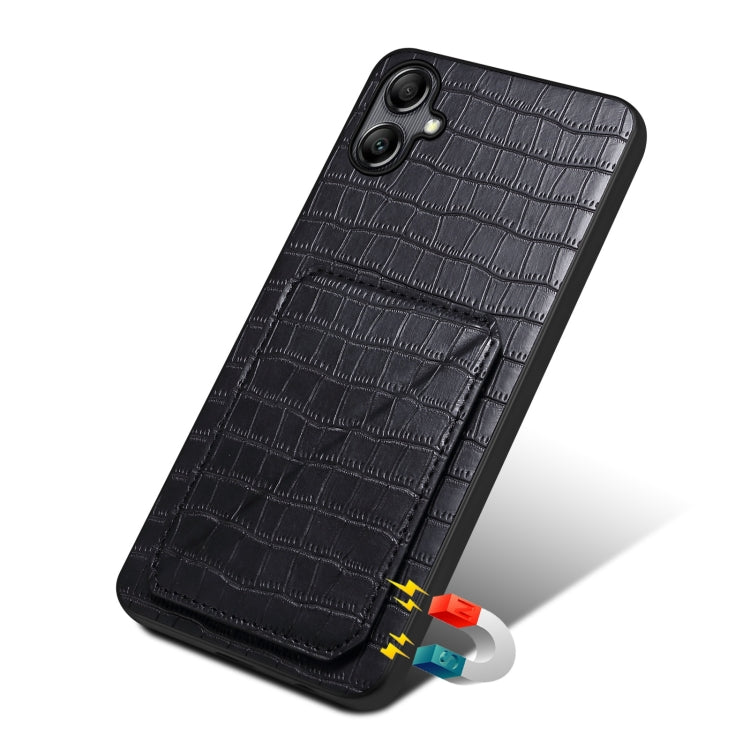 For Samsung Galaxy S23 Ultra 5G Denior Imitation Crocodile Leather Back Phone Case with Holder(Black) - Galaxy S23 Ultra 5G Cases by Denior | Online Shopping South Africa | PMC TechLife | Buy Now Pay Later Mobicred