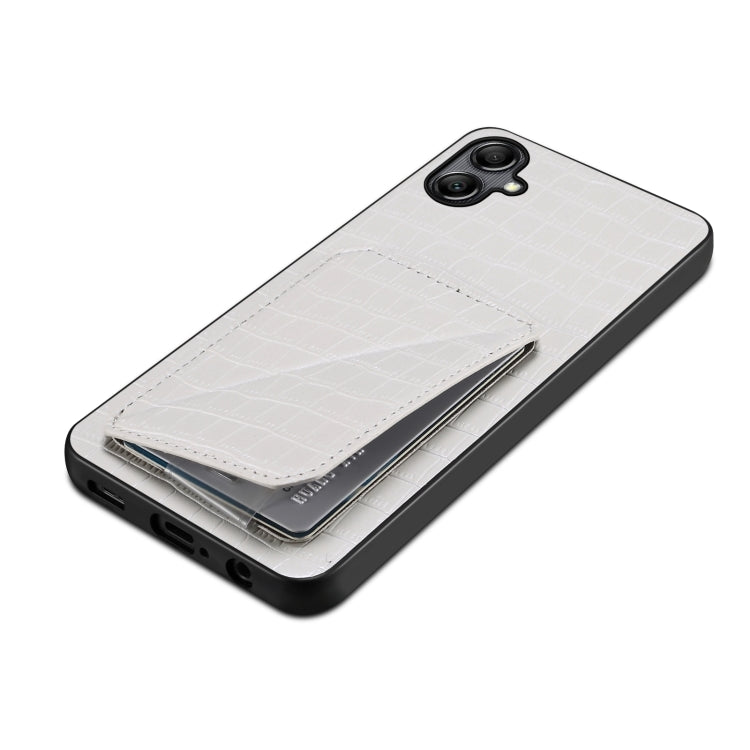 For Samsung Galaxy S24+ 5G Denior Imitation Crocodile Leather Back Phone Case with Holder(White) - Galaxy S24+ 5G Cases by Denior | Online Shopping South Africa | PMC TechLife | Buy Now Pay Later Mobicred