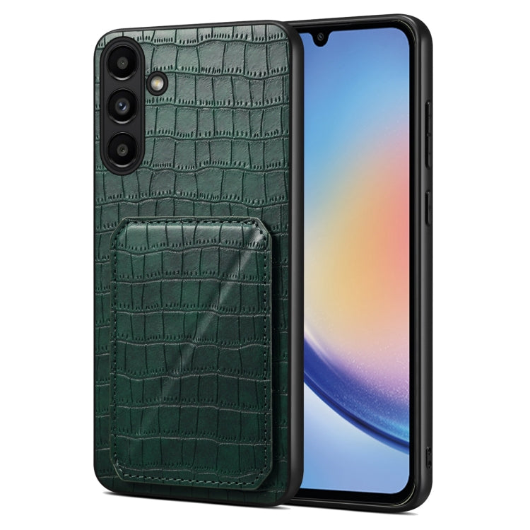 For Samsung Galaxy A34 5G Denior Imitation Crocodile Leather Back Phone Case with Holder(Green) - Galaxy Phone Cases by Denior | Online Shopping South Africa | PMC TechLife | Buy Now Pay Later Mobicred