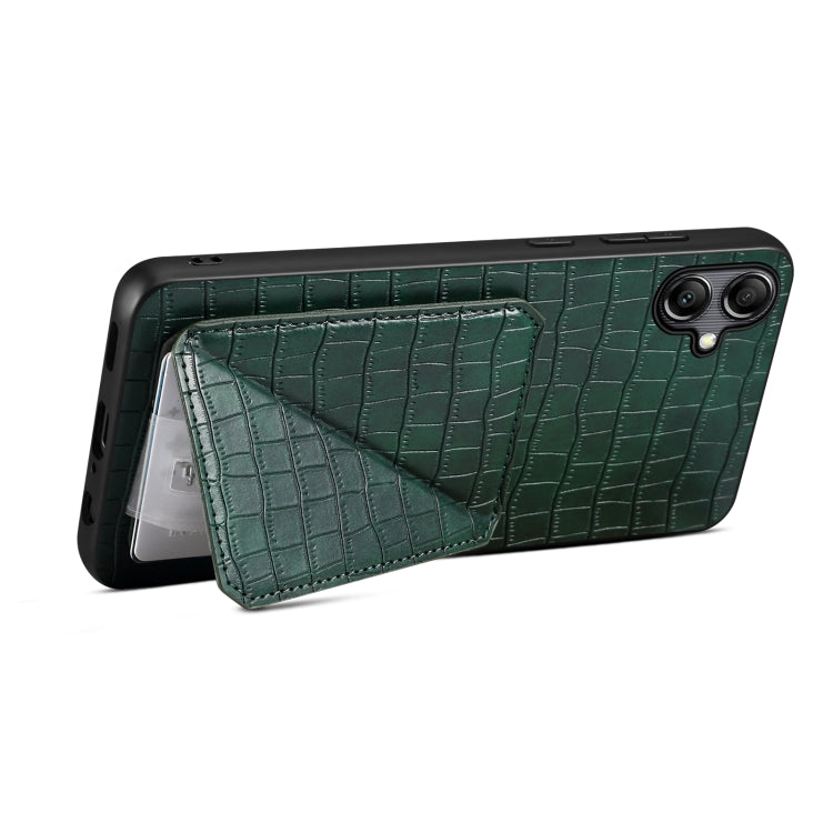 For Samsung Galaxy A34 5G Denior Imitation Crocodile Leather Back Phone Case with Holder(Green) - Galaxy Phone Cases by Denior | Online Shopping South Africa | PMC TechLife | Buy Now Pay Later Mobicred