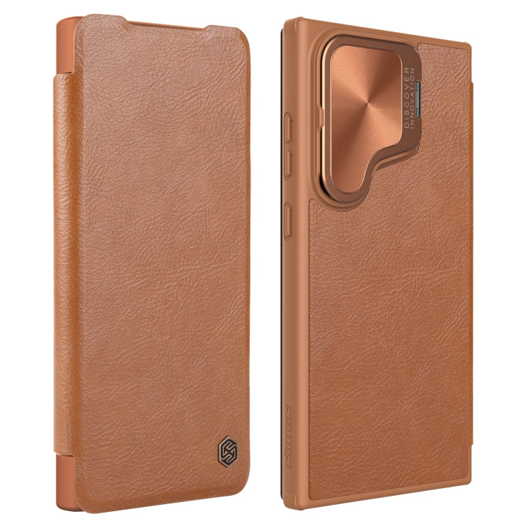 For Samsung Galaxy S24 5G NILLKIN Qin Prop Series Flip Camera Cover Design Leather Phone Case(Brown) - free shipping - PMC TechLife - Order now!
