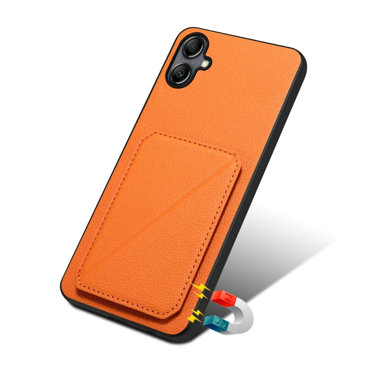 For Samsung Galaxy A54 5G Denior Imitation Calf Leather Back Phone Case with Holder(Orange) - Galaxy Phone Cases by Denior | Online Shopping South Africa | PMC TechLife | Buy Now Pay Later Mobicred