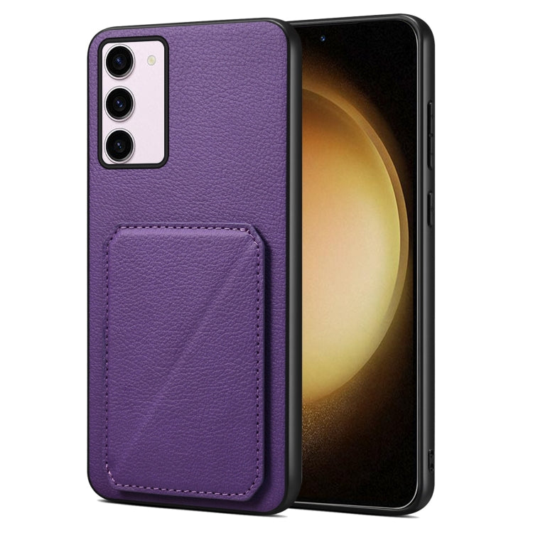 For Samsung Galaxy S23+ 5G Denior Imitation Calf Leather Back Phone Case with Holder(Purple) - Galaxy S23+ 5G Cases by Denior | Online Shopping South Africa | PMC TechLife | Buy Now Pay Later Mobicred