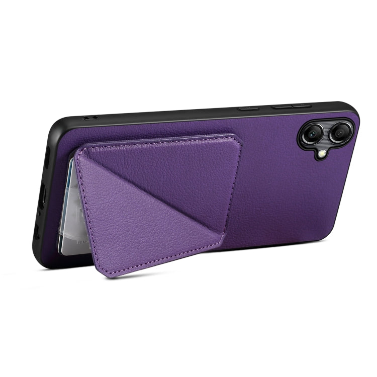 For Samsung Galaxy S23+ 5G Denior Imitation Calf Leather Back Phone Case with Holder(Purple) - Galaxy S23+ 5G Cases by Denior | Online Shopping South Africa | PMC TechLife | Buy Now Pay Later Mobicred