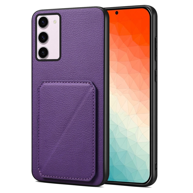 For Samsung Galaxy S24 5G Denior Imitation Calf Leather Back Phone Case with Holder(Purple) - Galaxy S24 5G Cases by Denior | Online Shopping South Africa | PMC TechLife | Buy Now Pay Later Mobicred