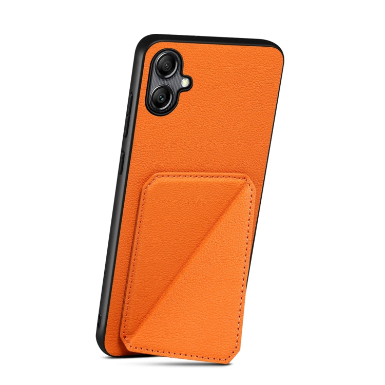 For Samsung Galaxy S24 5G Denior Imitation Calf Leather Back Phone Case with Holder(Orange) - Galaxy S24 5G Cases by Denior | Online Shopping South Africa | PMC TechLife | Buy Now Pay Later Mobicred