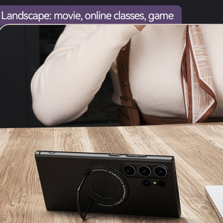 For Samsung Galaxy S24 5G Matte Magsafe Magnetic Phone Case with Trolley Holder(Night Purple) - Galaxy S24 5G Cases by PMC TechLife | Online Shopping South Africa | PMC TechLife