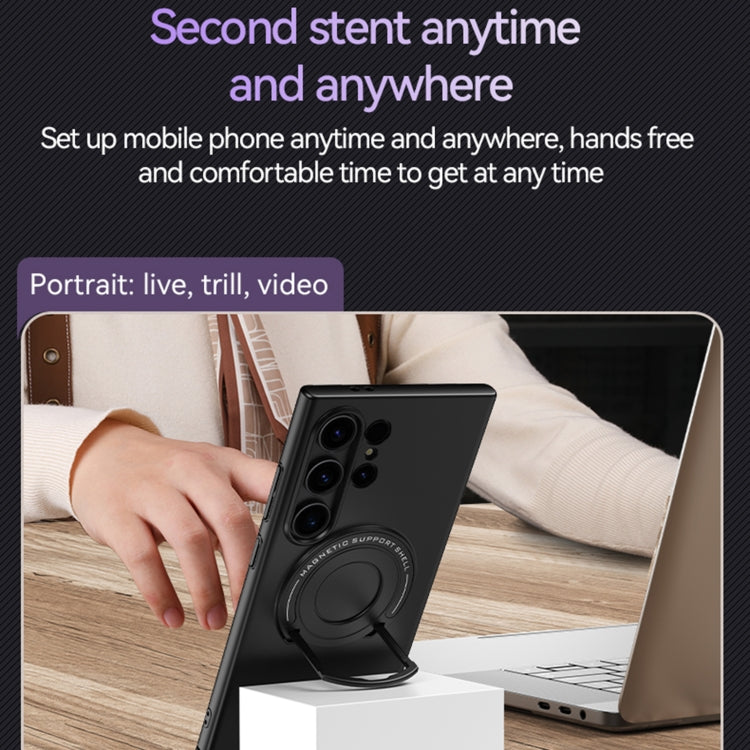 For Samsung Galaxy S24 5G Matte Magsafe Magnetic Phone Case with Trolley Holder(Night Purple) - Galaxy S24 5G Cases by PMC TechLife | Online Shopping South Africa | PMC TechLife