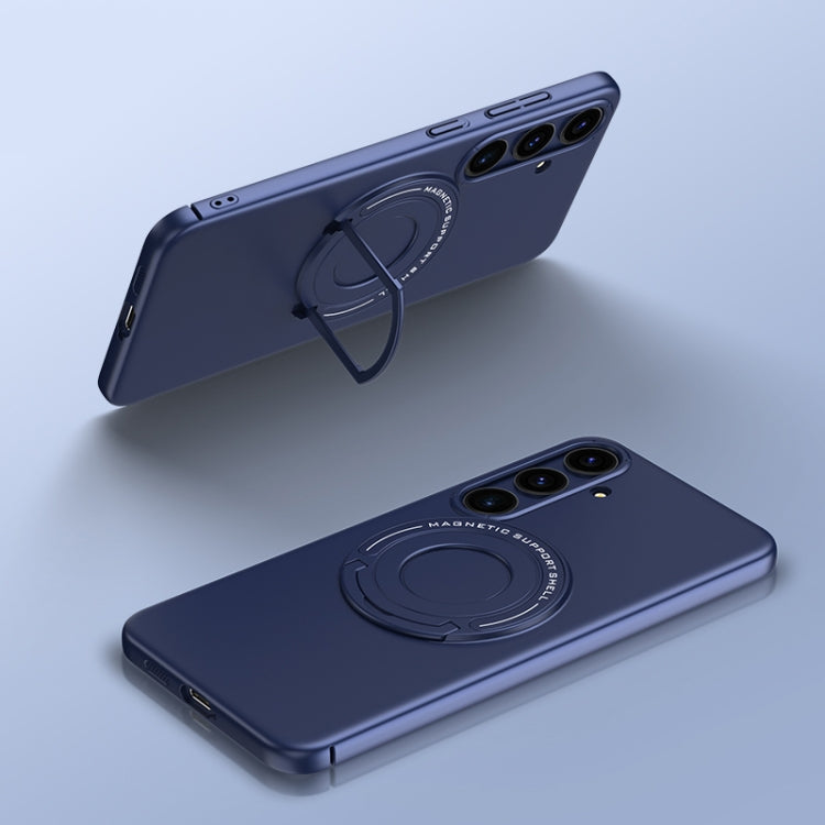 For Samsung Galaxy S24+ 5G Matte Magsafe Magnetic Phone Case with Trolley Holder(Dark Blue) - Galaxy S24+ 5G Cases by PMC TechLife | Online Shopping South Africa | PMC TechLife