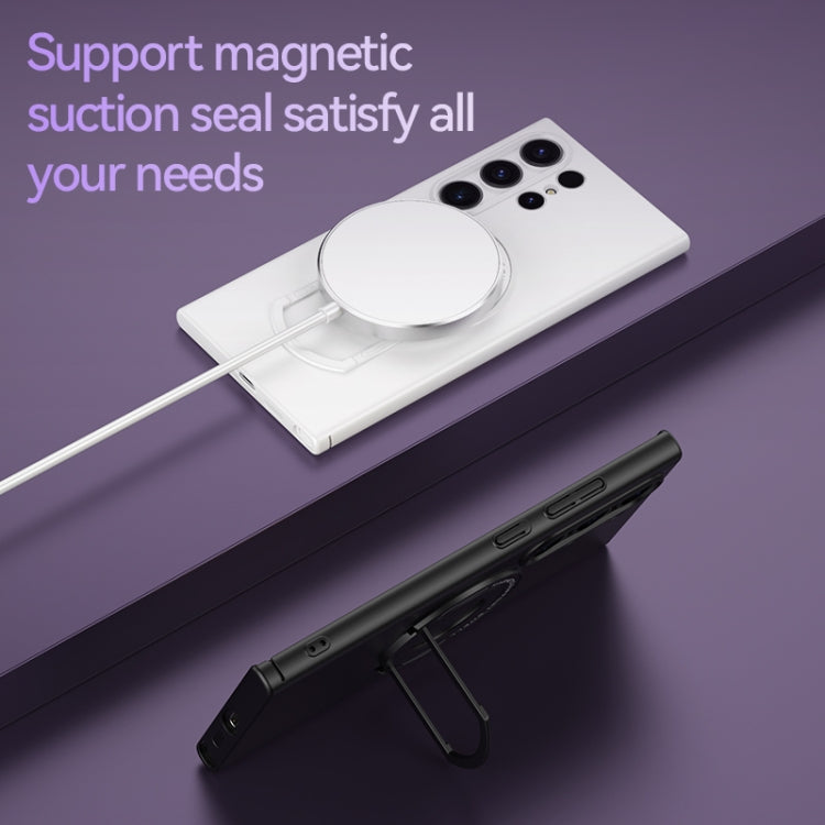 For Samsung Galaxy S24+ 5G Matte Magsafe Magnetic Phone Case with Trolley Holder(Grey) - Galaxy S24+ 5G Cases by PMC TechLife | Online Shopping South Africa | PMC TechLife