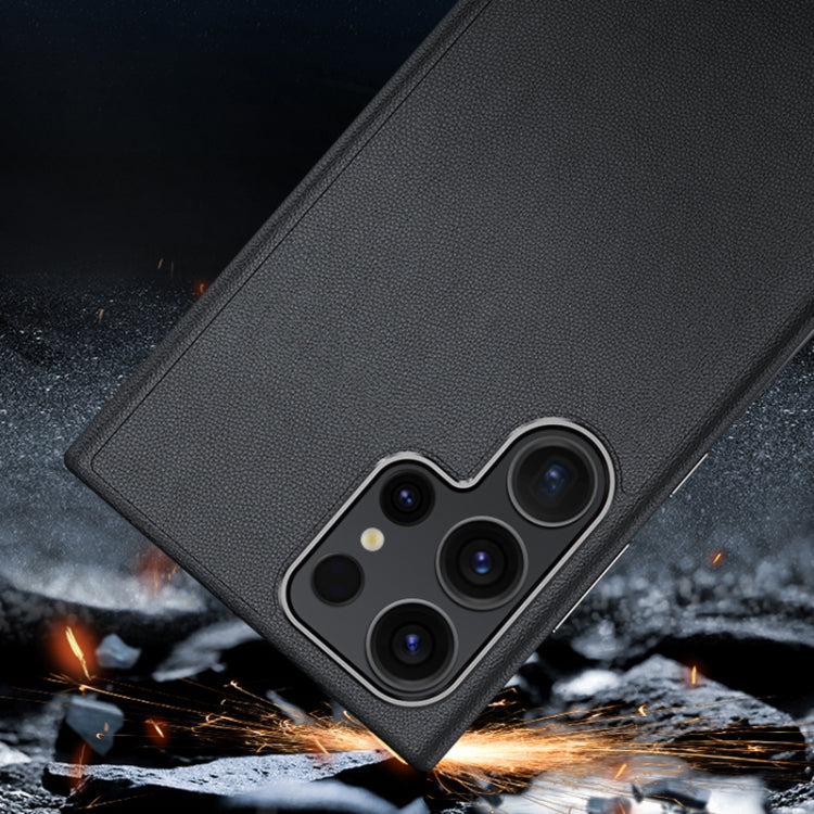 For Samsung Galaxy S24 5G Magsafe Magnetic Plain Leather Phone Case(Black) - Galaxy S24 5G Cases by PMC TechLife | Online Shopping South Africa | PMC TechLife