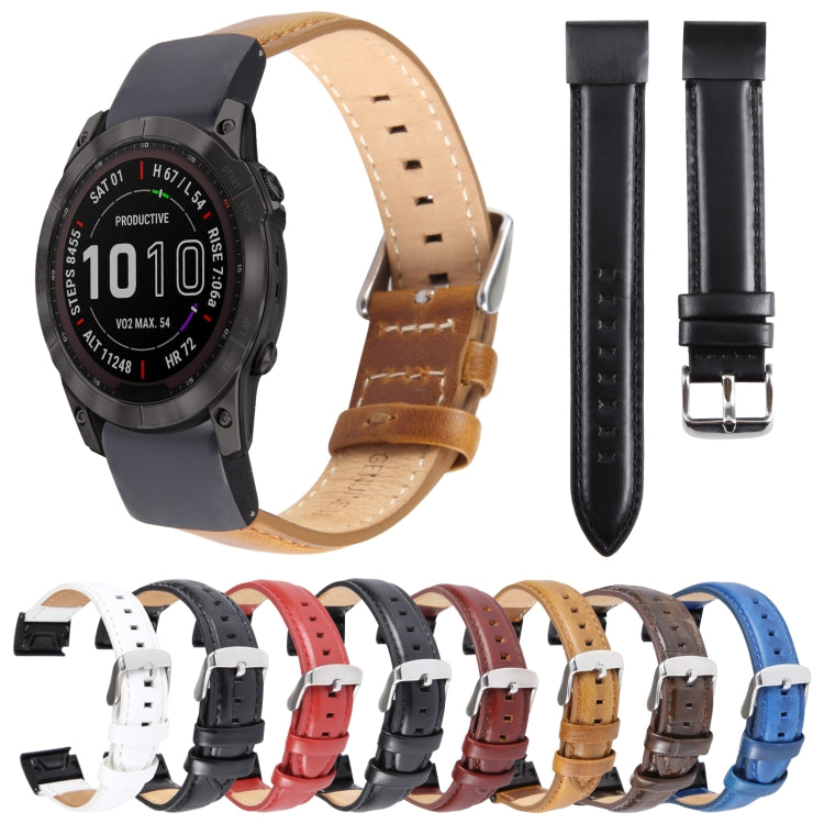 Compatible with Garmin Fenix 7X 26mm Bamboo Joint Texture Genuine Leather Watch Band(Wine Red) - free shipping - PMC TechLife - Order now!