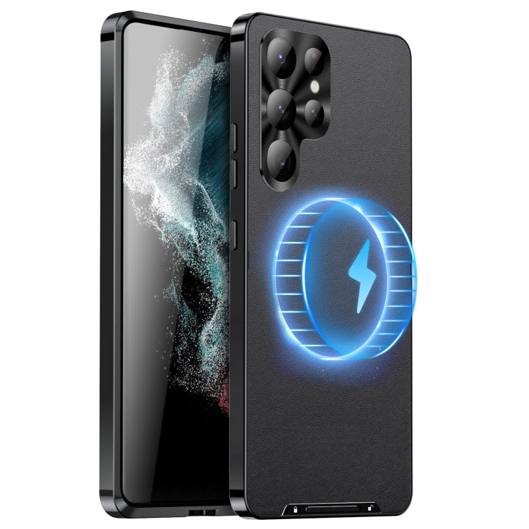 For Samsung Galaxy S23 Ultra 5G MagSafe Magnetic Plain Metal Phone Case(Black) - Galaxy S23 Ultra 5G Cases by PMC TechLife | Online Shopping South Africa | PMC TechLife