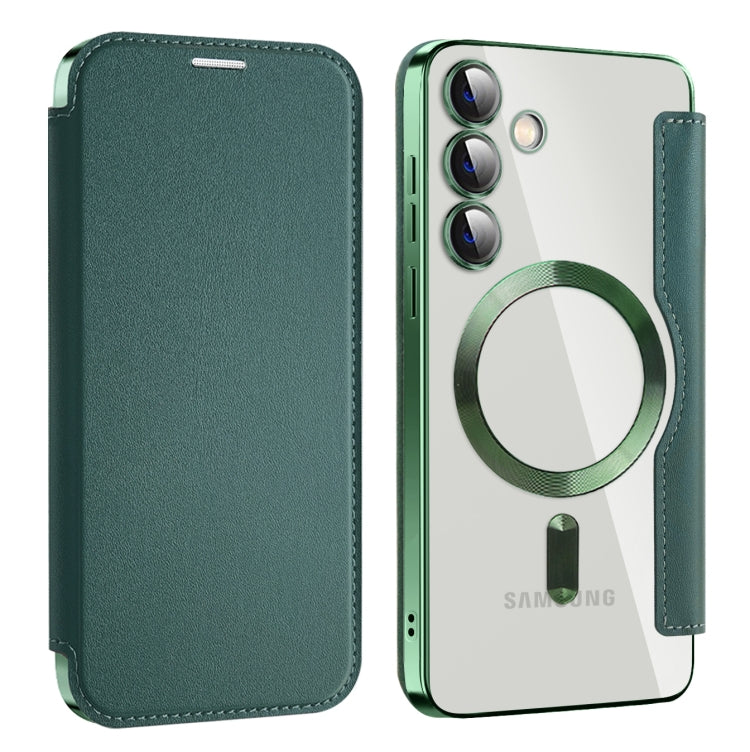 For Samsung Galaxy S24+ 5G MagSafe Magnetic RFID Anti-theft Leather Phone Case(Dark Green) - Galaxy S24+ 5G Cases by PMC TechLife | Online Shopping South Africa | PMC TechLife