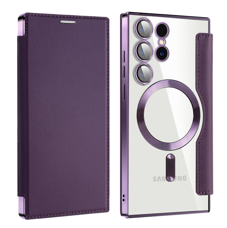 For Samsung Galaxy S24 Ultra 5G MagSafe Magnetic RFID Anti-theft Leather Phone Case(Dark Purple) - Galaxy S24 Ultra 5G Cases by PMC TechLife | Online Shopping South Africa | PMC TechLife