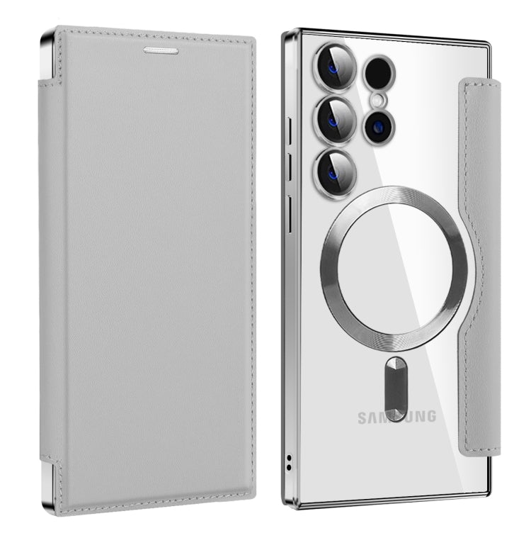 For Samsung Galaxy S24 Ultra 5G MagSafe Magnetic RFID Anti-theft Leather Phone Case(Grey) - Galaxy S24 Ultra 5G Cases by PMC TechLife | Online Shopping South Africa | PMC TechLife