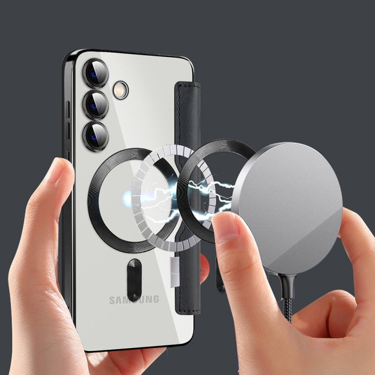 For Samsung Galaxy S24 Ultra 5G MagSafe Magnetic RFID Anti-theft Leather Phone Case(Grey) - Galaxy S24 Ultra 5G Cases by PMC TechLife | Online Shopping South Africa | PMC TechLife