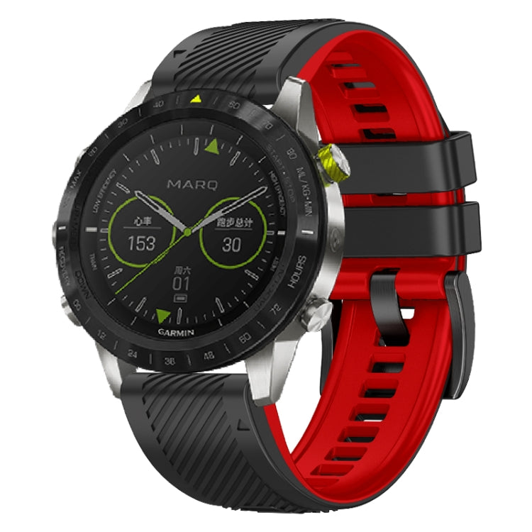 Compatible with Garmin Fenix 7X Twill Two Color Quick Release Silicone Watch Band(Black Red) - free shipping - PMC TechLife - Order now!