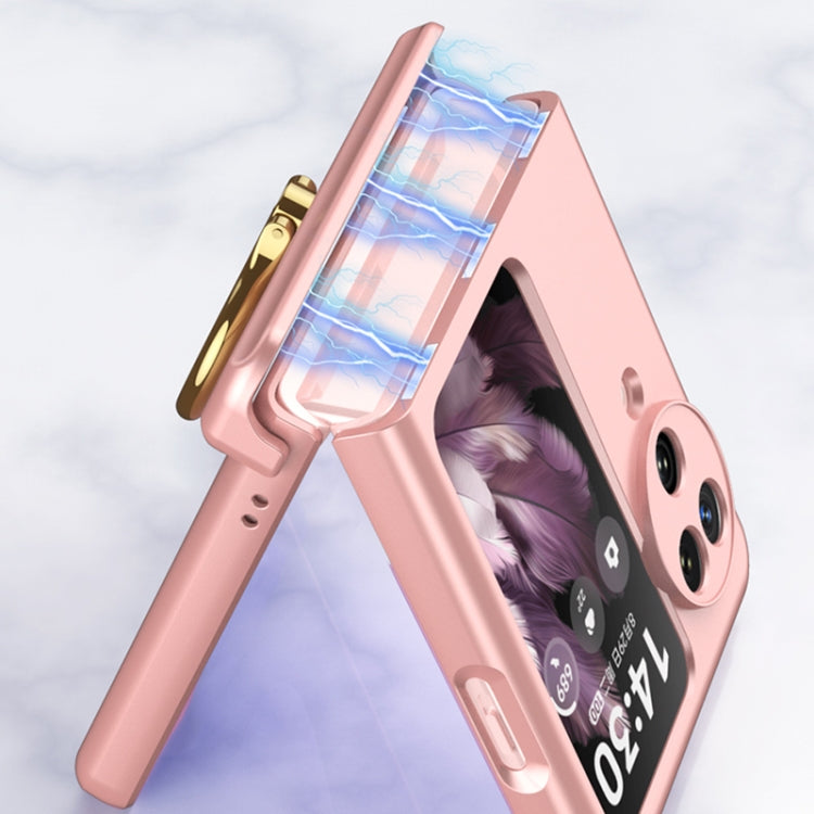 For OPPO Find N3 Flip GKK Integrated Magnetic Hinged Flip Case with Ring Holder(Pink) - Find N3 Flip Cases by GKK | Online Shopping South Africa | PMC TechLife | Buy Now Pay Later Mobicred
