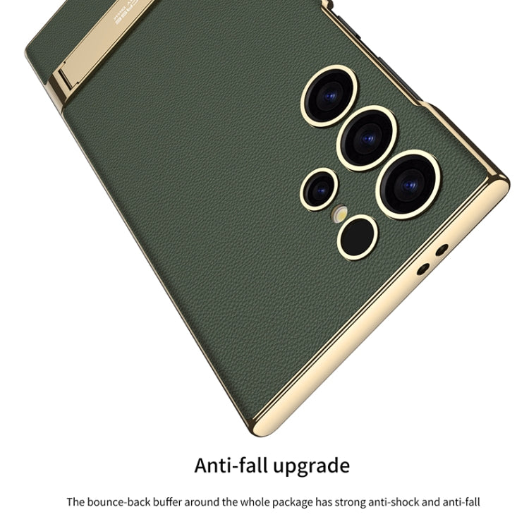 For Samsung Galaxy S24 Ultra 5G GKK Triumph Ultra-Thin Plain Leather Phone Case with Holder(Brown) - free shipping - PMC TechLife - Order now!