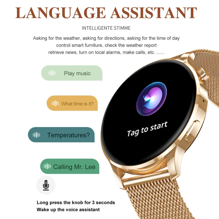 Watch3 Pro 1.3 inch AMOLED Screen Wireless Charging Smart Watch, Supports BT Call / NFC(Champagne) - free shipping - PMC TechLife - Order now!