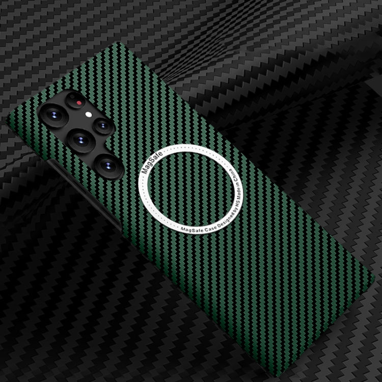 For Samsung Galaxy S24 Ultra 5G Carbon Fiber Texture MagSafe Magnetic Phone Case(Green) - free shipping - PMC TechLife - Order now!