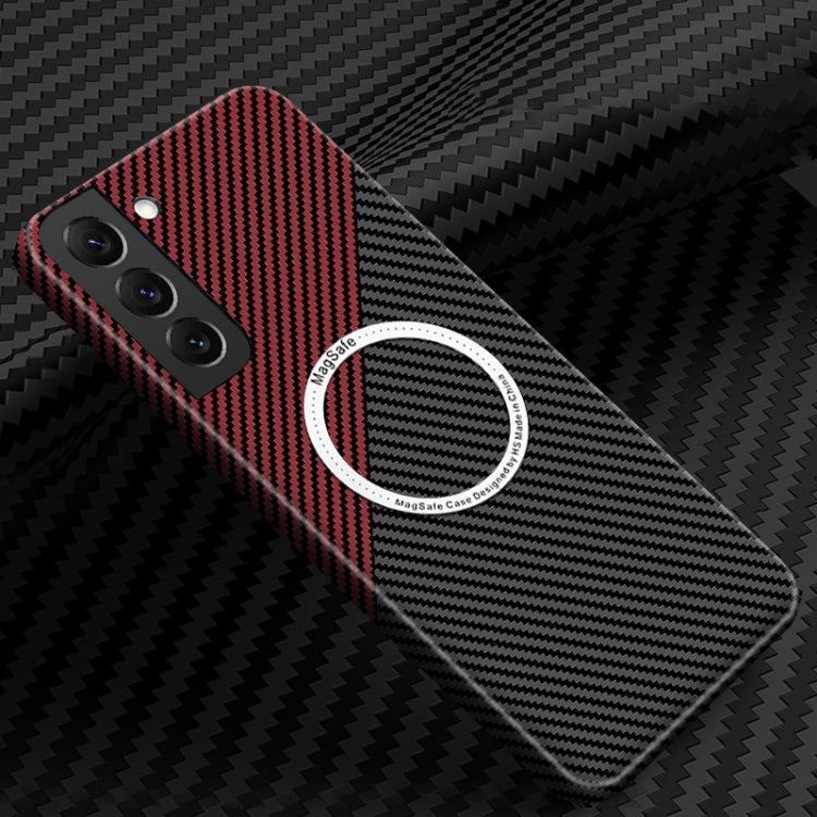 For Samsung Galaxy S24 5G Carbon Fiber Texture MagSafe Magnetic Phone Case(Black Red) - Galaxy S24 5G Cases by PMC TechLife | Online Shopping South Africa | PMC TechLife