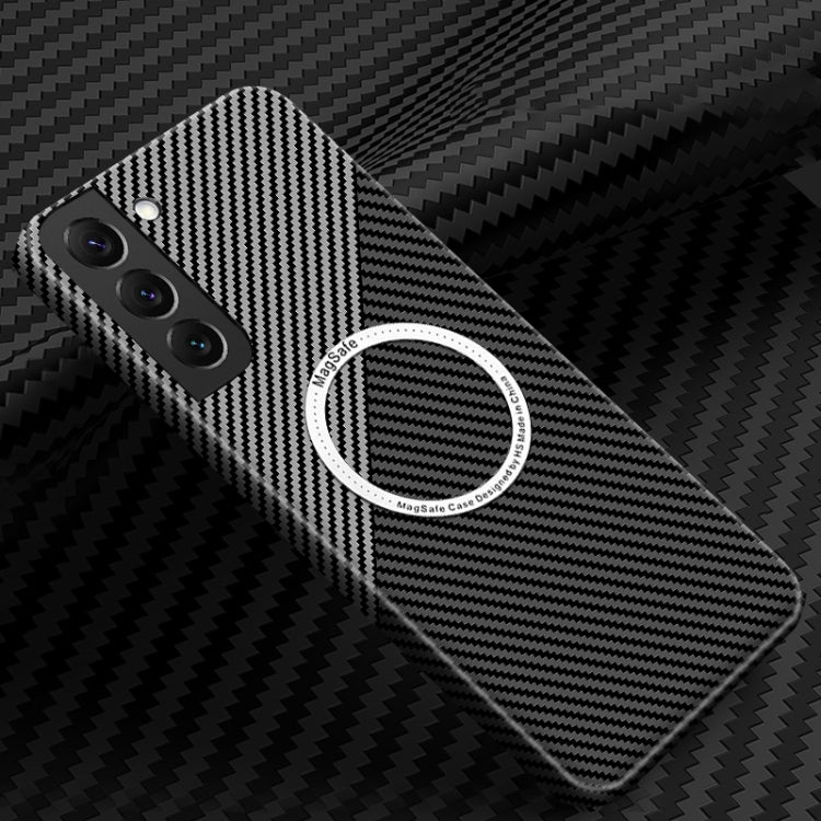 For Samsung Galaxy S24 5G Carbon Fiber Texture MagSafe Magnetic Phone Case(Black Silver) - Galaxy S24 5G Cases by PMC TechLife | Online Shopping South Africa | PMC TechLife