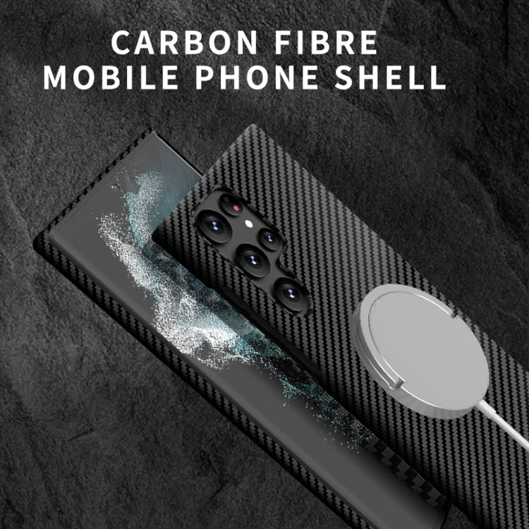 For Samsung Galaxy S24 5G Carbon Fiber Texture MagSafe Magnetic Phone Case(Black Silver) - Galaxy S24 5G Cases by PMC TechLife | Online Shopping South Africa | PMC TechLife
