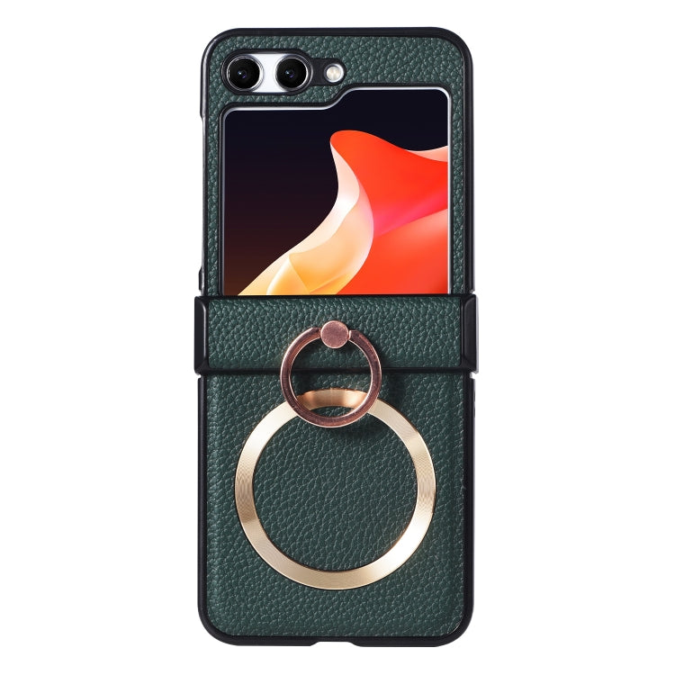 For Samsung Galaxy Z Flip5 MagSafe Ring Holder Three-stage Folding Phone Case(Green) - Galaxy Z Flip5 Cases by PMC TechLife | Online Shopping South Africa | PMC TechLife