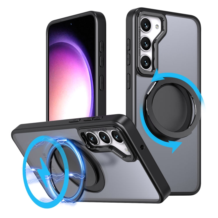 For Samsung Galaxy S23 FE 5G 360-degree Rotating MagSafe Magnetic Holder Phone Case(Black) - Galaxy S23 FE 5G Cases by PMC TechLife | Online Shopping South Africa | PMC TechLife
