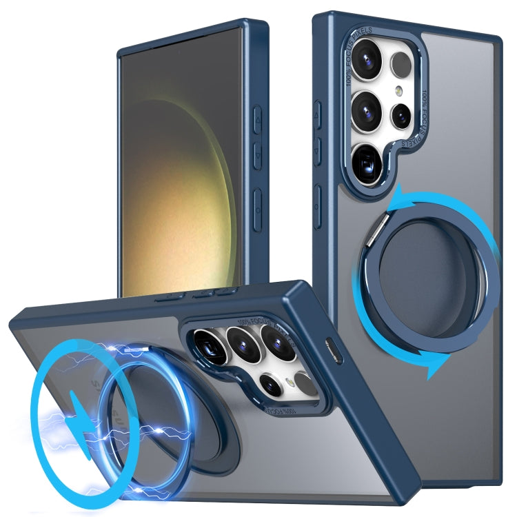 For Samsung Galaxy S23 Ultra 5G 360-degree Rotating MagSafe Magnetic Holder Phone Case(Navy Blue) - Galaxy S23 Ultra 5G Cases by PMC TechLife | Online Shopping South Africa | PMC TechLife