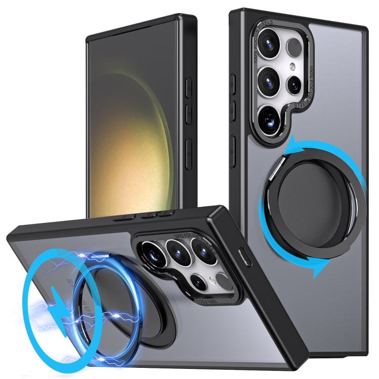 For Samsung Galaxy S23 Ultra 5G 360-degree Rotating MagSafe Magnetic Holder Phone Case(Black) - Galaxy S23 Ultra 5G Cases by PMC TechLife | Online Shopping South Africa | PMC TechLife