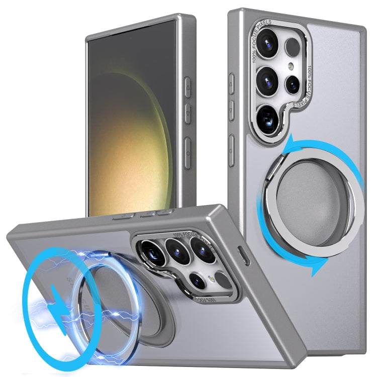 For Samsung Galaxy S23 Ultra 5G 360-degree Rotating MagSafe Magnetic Holder Phone Case(Titanium Grey) - Galaxy S23 Ultra 5G Cases by PMC TechLife | Online Shopping South Africa | PMC TechLife