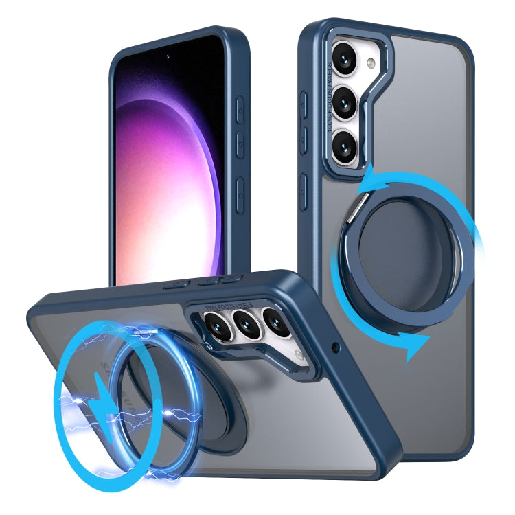 For Samsung Galaxy S24 5G 360-degree Rotating MagSafe Magnetic Holder Phone Case(Navy Blue) - Galaxy S24 5G Cases by PMC TechLife | Online Shopping South Africa | PMC TechLife