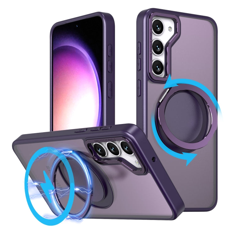 For Samsung Galaxy S24 5G 360-degree Rotating MagSafe Magnetic Holder Phone Case(Purple) - Galaxy S24 5G Cases by PMC TechLife | Online Shopping South Africa | PMC TechLife