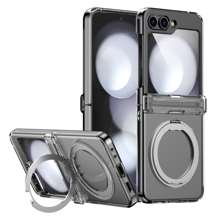 For Samsung Galaxy Z Flip5 5G 360 Degree Stand MagSafe Magnetic All-inclusive Phone Case(Transparent) - Galaxy Z Flip5 Cases by PMC TechLife | Online Shopping South Africa | PMC TechLife