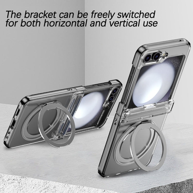 For Samsung Galaxy Z Flip5 5G 360 Degree Stand MagSafe Magnetic All-inclusive Phone Case(Transparent) - Galaxy Z Flip5 Cases by PMC TechLife | Online Shopping South Africa | PMC TechLife