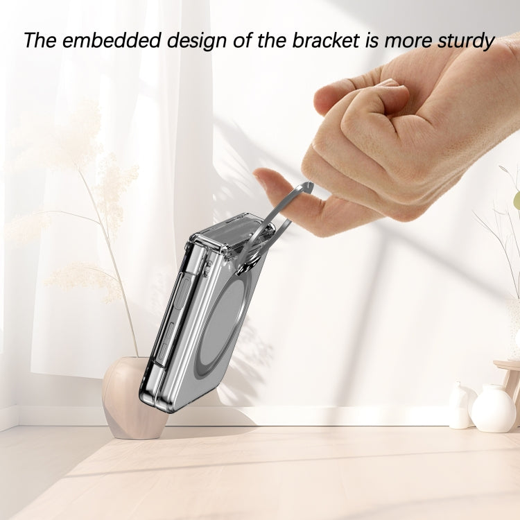 For Samsung Galaxy Z Flip5 5G 360 Degree Stand MagSafe Magnetic All-inclusive Phone Case(Transparent) - Galaxy Z Flip5 Cases by PMC TechLife | Online Shopping South Africa | PMC TechLife